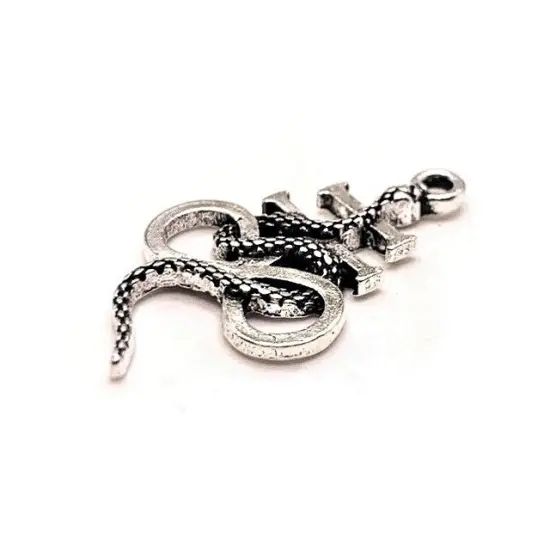 1, 4, 20 or 50 Pieces: Antique Silver Leviathan Cross with Snake, Satanic Pendant Charms {3}