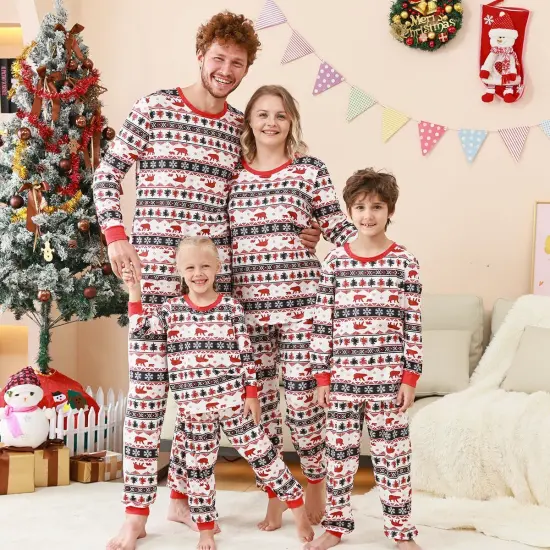 Christmas Pajamas Sets Plaid Splicing Printed Outfits {4}