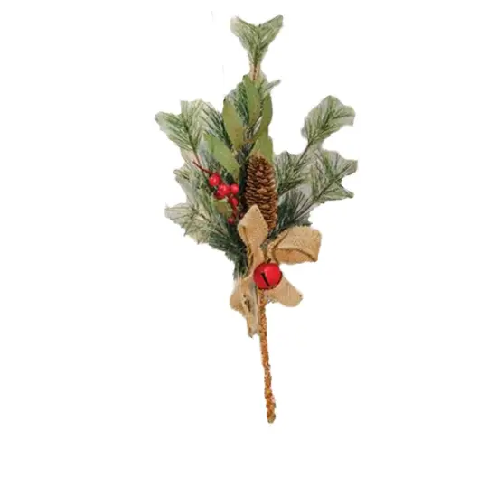 Brush Pine With Red Bells Pick, 16" {1}