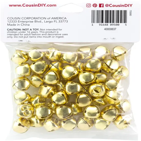 CousinDIY Jingle Bells .5" 48/Pkg-Gold {3}