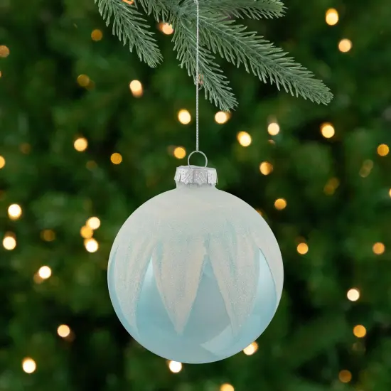 Northlight 4" Blue and White Glass Ball Christmas Ornaments {1}
