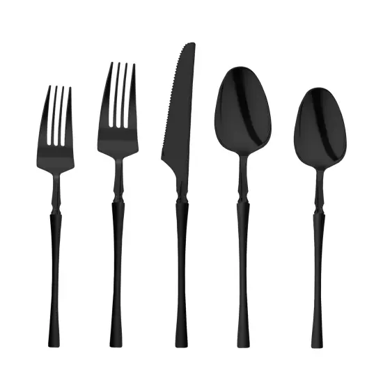 Solid Black Moderno Disposable Plastic Cutlery Set (480 Guests) {1}