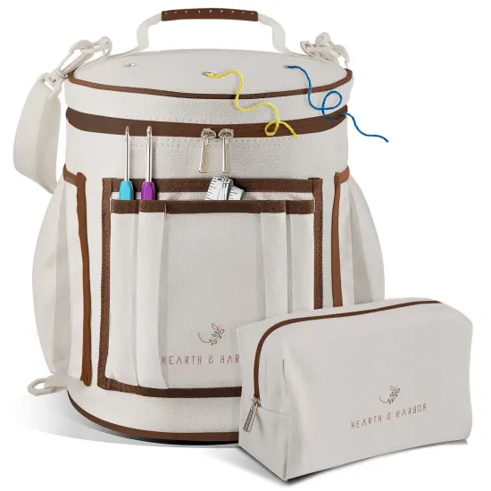 Hearth & Harbor Crochet Bag Organizer Warm Gray {1}