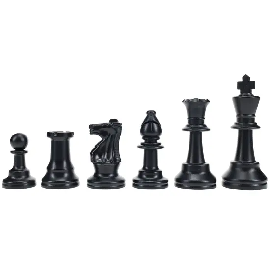 WE Games Color Bright Plastic Staunton Tournament Chess Pieces with 3.75 in. King - Half Chess Set of Chess Pieces Only, Black {1}
