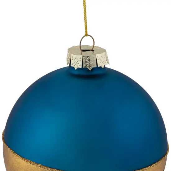 Northlight 3.5" Blue and Gold Glass Ball Christmas Ornament {6}