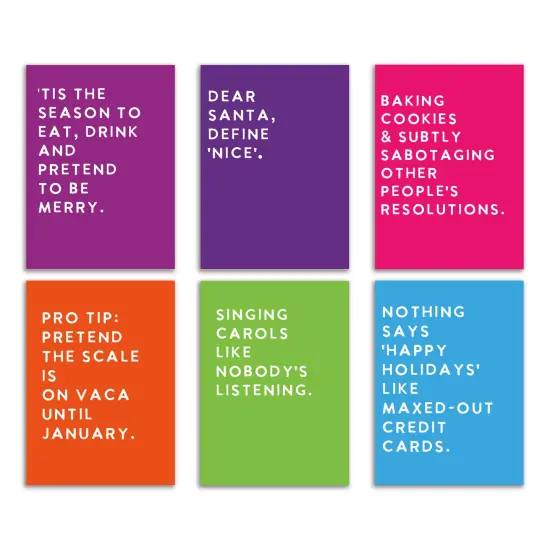 Funny Holiday Greeting Cards Boxed Set &ndash; 24 Modern Christmas Notecards with 6 Hilarious and Relatable Designs, Perfect for Spreading Laughter and Cheer {1}
