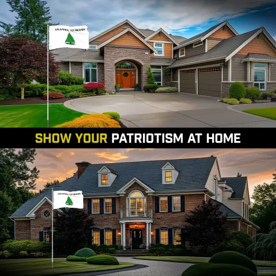 G128 Combo Pack: 16 Ft Telescoping Aluminum Flagpole (Silver) & An Appeal to Heaven Flag 3x5 Ft, ToughWeave Series Embroidered 300D Polyester | Pole with Flag Included {4}