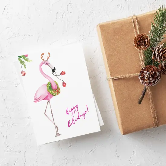 Pink Flamingo Christmas Greeting Cards Boxed Set &ndash; 24 Holiday Notecards with Envelopes, Happy Holidays Bulk Pack for Tropical-Themed Festivities {2}