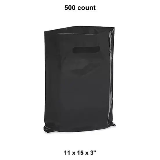 Custom Die Cut Bags - Perfect for Stores for 11 x 15 x 3" Black {1}