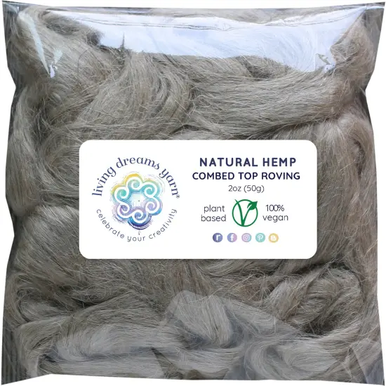 2oz Natural Hemp Fiber: Undyed Combed Top Roving - Dyeing, Spinning, Blending, Felting, Weaving. Plant Based, Eco Friendly, Vegan White {3}