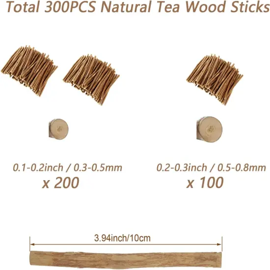 300Pcs Wood Log Sticks, 4 Inch Natural Twigs for Crafts, Wood Craft Sticks, Small Wood Sticks Crafting Twigs for DIY Crafts, Photo Props, Home Decorative (0.1-0.2 & 0.2-0.3 Inch in Diameter) {2}