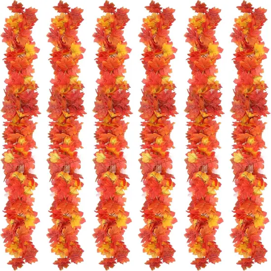 6 Pcs Fall Maple Leaf Garland 5.8ft Hanging Vines Garland Artificial {1}