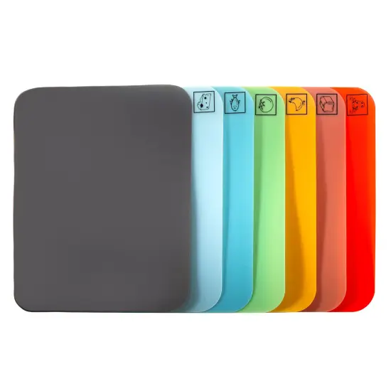 Seville Classics Bamboo Cutting Board w/ 7 Color-Coded Cutting Mats {5}