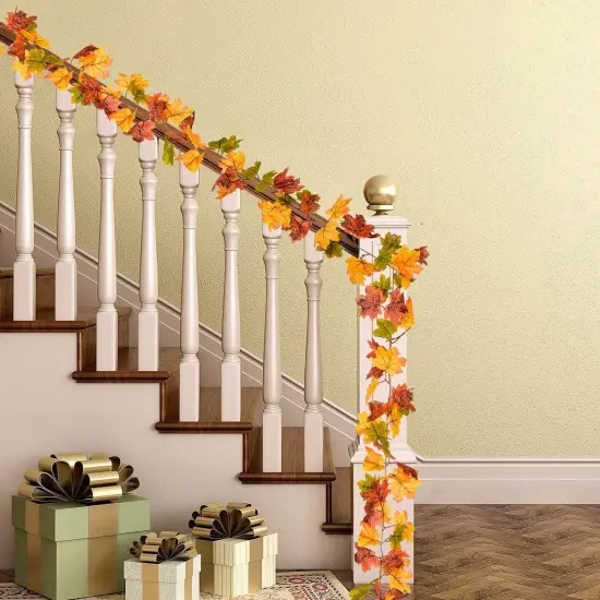 2 Pack Fall Maple Leaf Garland Artificial Maple Garland {3}
