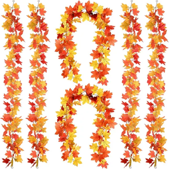 6 Pack Fall Maple Garland, 5.9 FT Artificial Maple Leaves {1}