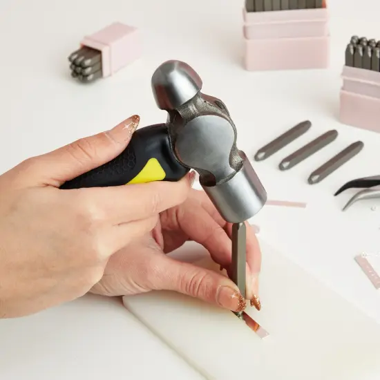 1 Pound Metal Stamping Hammer for Jewelry Making, Geodes, Leather Hammer for Crafts, Forming Tools (6 Inch) Black {4}