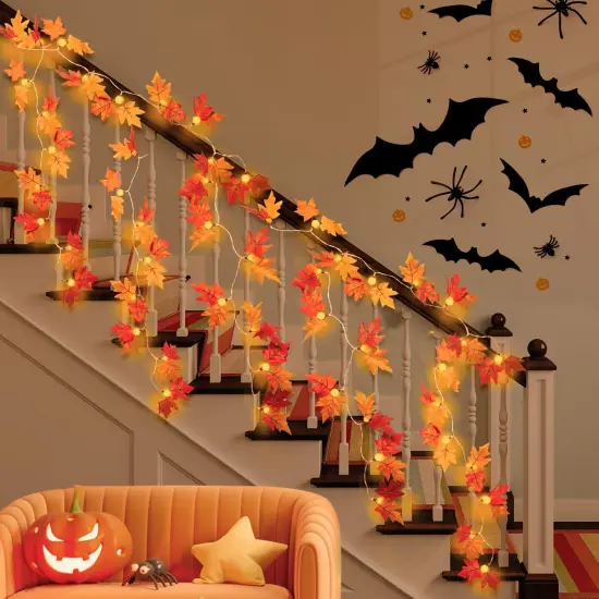 Fall Garland with Lights Thanksgiving Decorations {3}
