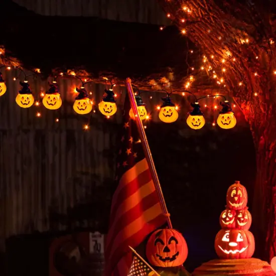 Solar Pumpkin String Lights - 30 LED {4}