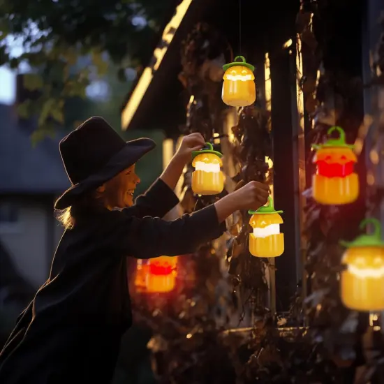 6-Pack Halloween Pumpkin Lantern - Orange&Green {5}