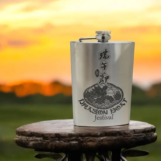8oz Dragon Boat Festival Stainless Steel Flask V2 {4}