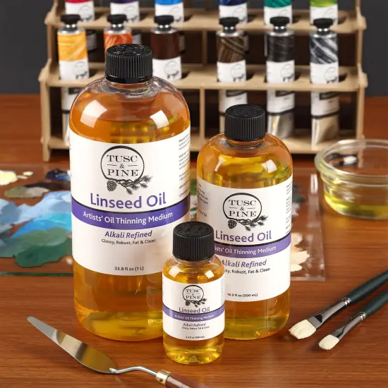 Tusc & Pine Alkali Refined Linseed Oil Paint Medium - Enhance Flow, Translucency & Gloss - Solvent Free Drying Oil Paint Thinner for Artists - Made in North Carolina {4}