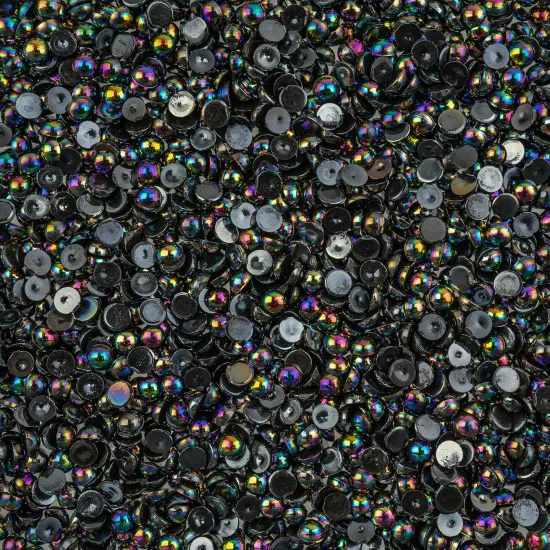 Crystal Lane DIY SS12(3mm) Plastic Pearl Flatback Rhinestones, 1850pcs Black AB {1}