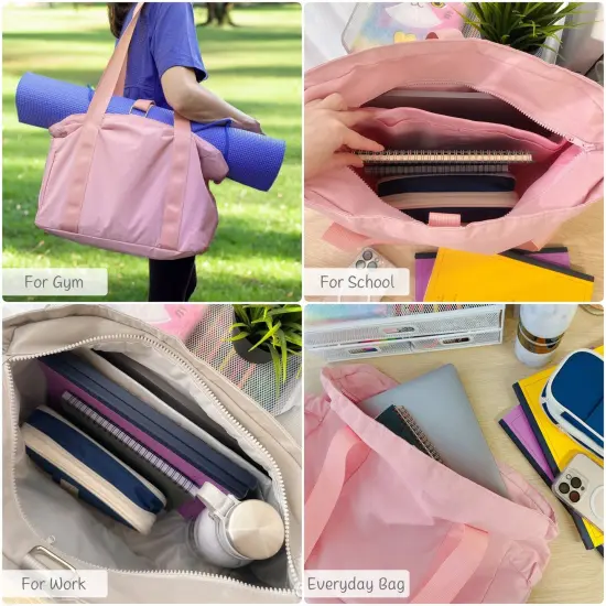 Wrapables Sporty Yoga Tote Bag, Gym, Work, Overnight and Travel Bag, Pink {4}