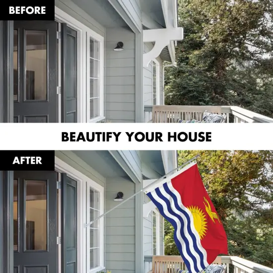 G128 Combo Pack: 6 Ft Tangle Free Aluminum Spinning Flagpole (Silver) & Kiribati I-Kiribati Flag 3x5 Ft, LiteWeave Pro Series Printed 150D Polyester | Pole with Flag Included {3}