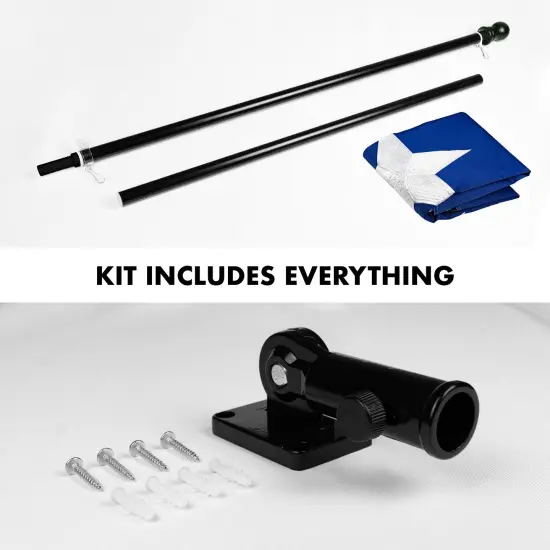 G128 - 6 Feet Tangle Free Spinning Flagpole (Black) Puerto Rico Flag Brass Grommets Embroidered 3x5 ft (Flag Included) Aluminum Flag Pole {2}