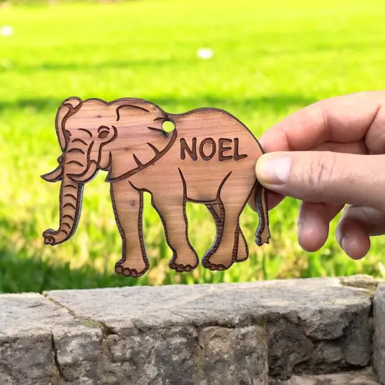 Elephant Noel - Cedar Ornament {2}