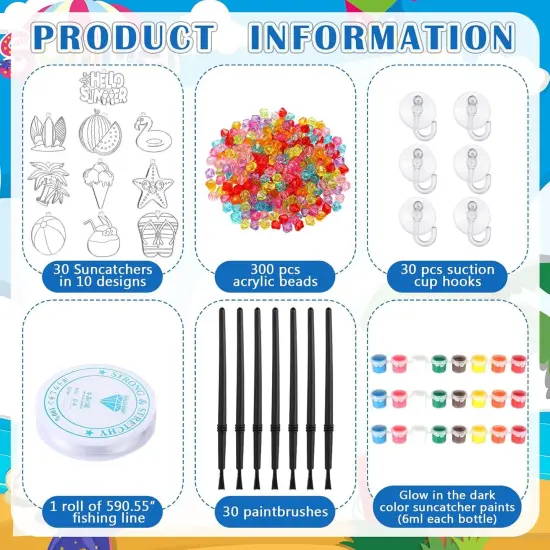 Summer Beach Fruit Window Art Stained Glass Sun Catcher Kits Make Your Own Painting Ornaments for Adult Craft Party Art Activities {4}