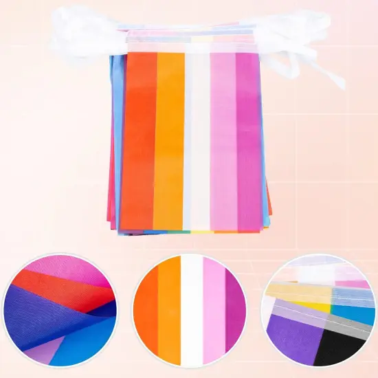 60 Rainbow Triangle Pride Flags, 66 Feet, 2 Sets, 5.5 x 8.3 Inches, LGBT Pride Occasion, Banner, Pennant {3}