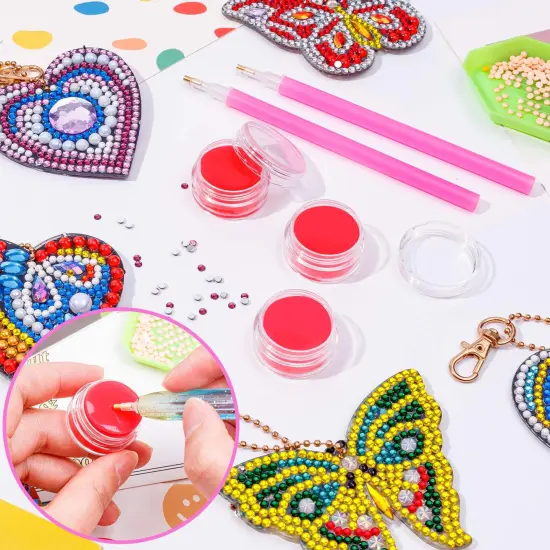 10 Pieces Diamond Art Glue and Wax for Painting Tools, DIY Art Wax Holder Case With Glue Clay and Storage Box for Embroidery Accessories Red {3}