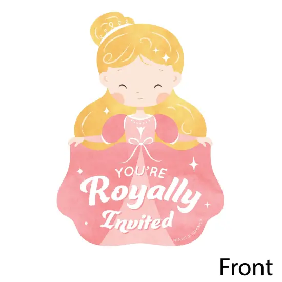 Big Dot of Happiness Princess Birthday Invitations, You're Invited Pink Royal Princess-Shaped Party Fill-In Invitation Cards with Envelopes, Set of 12 {4}