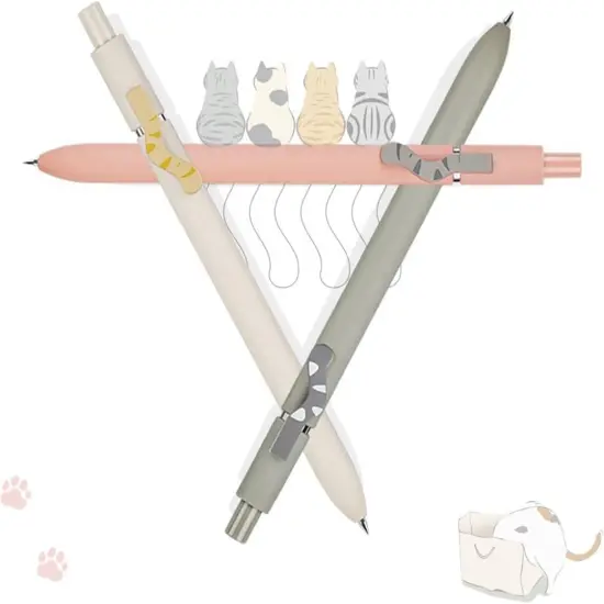 4 Pcs Gel Pens, Cute Ink Pen Fine Point Smooth Writing Quick Dry Pen, Black Pen for Journaling Note Taking, Cat Tail Pens Ballpoint {4}