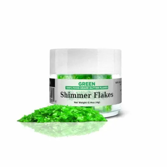Green Edible Shimmer Flakes 4 Gram Jar {5}