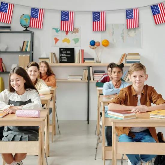 American Flags USA String Flag Banners for Patriotic Events 4th of July Independence Day Sports Bars Inside Outside Decorations 33 Feet 30 Flags {4}