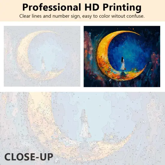 Paint by Number, Moon and Maiden Oil Painting for Adults Kids, Abstract Paint by Number Kits, Acrylic Painting Set for Wall Decoration with Brushes and Pigment, 16x20 Inch {2}