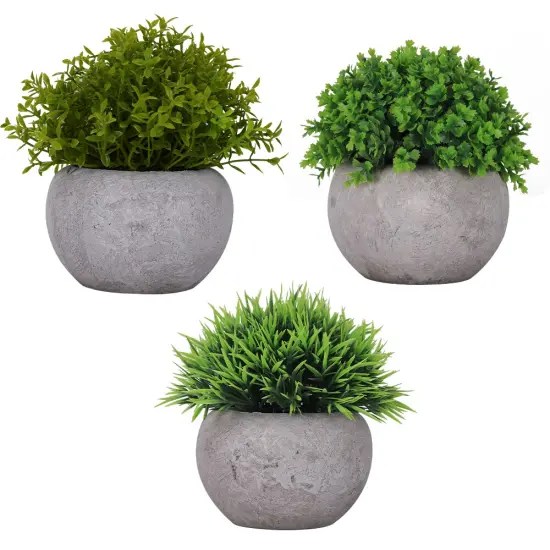 3pcs Mini Artificial Potted Plants &ndash; Realistic Fake Greenery Set in Decorative Pots, Small Faux Plants for Indoor Home & Desk Decor, No Maintenance {1}