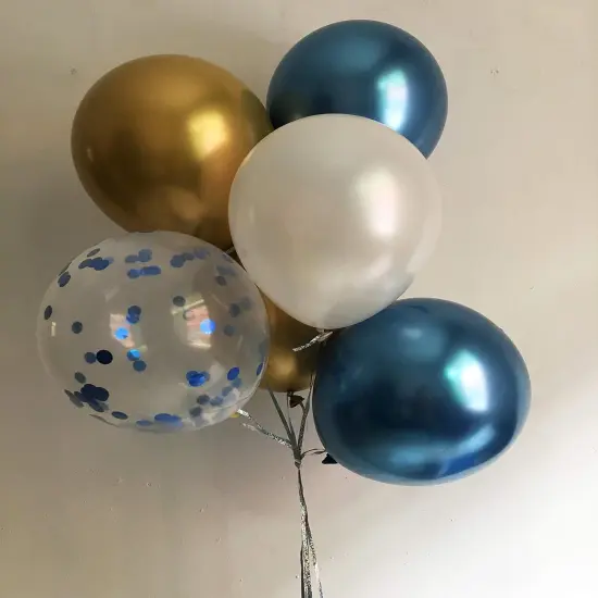 50Pieces Latex Balloons White Gold Blue confetti for Birthday Wedding Engagement Graduation Anniversary Party Decorations and Supplies {4}