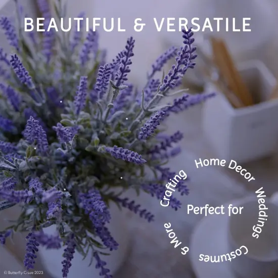 Artificial Lavender 4-Piece Bundle &ndash; Lifelike Faux Silk Plants for Crafting or Home Decor &ndash; Great for Pairing With Other Fake/Dried Flowers like Purple Roses to Create Wedding Bouquets {5}