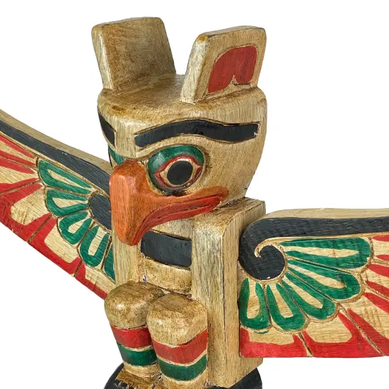 Northwest Coast Style Wooden Totem Pole Sculpture {3}