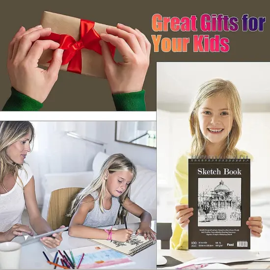 9" x 12" Sketch Book, Top Spiral Bound Sketch Pad, 1 Pack 100 Sheets 68lb/100gsm, Acid Free Art Sketchbook Artistic Drawing Painting Writing Paper for Kids Adults Beginners Artists {5}