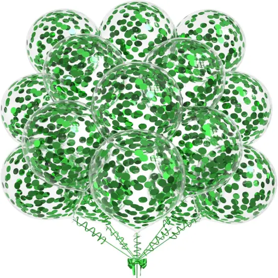 50pcs Green Foil Confetti Balloons,12 inch Latex Balloon with Green Confetti Inside for Birthday Family Party Wedding Party Baby Shower Decoration Supplies {1}