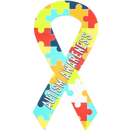 Autism Awareness Ribbon Stickers Roll (1.5 x 3 in, 500 Stickers) Multicolor {6}