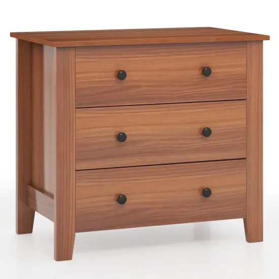 3 Drawer Dresser Chest Bedside Table with Metal Handles Suitable for Any Room Rustic Brown {8}