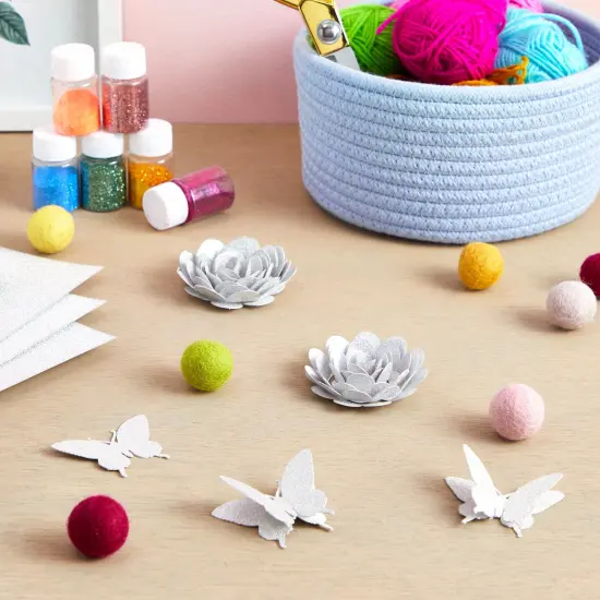 24 Sheets Silver Glitter Cardstock Paper for Scrapbooking, Arts, DIY Sparkle Crafts, 250gsm, Double-Sided (8 x 12 In) {4}