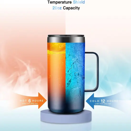 20oz Insulated Coffee Mug with Lid, Stainless Steel Coffee Cup {2}