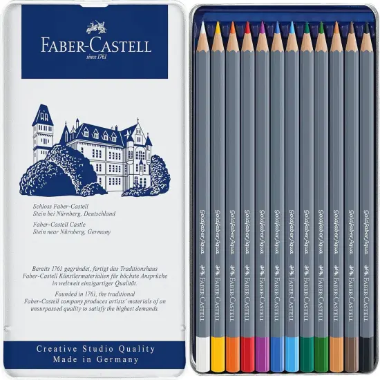 Goldfaber Aqua Watercolor Pencils - Tin of 12 Colors, Pre-Sharpened Water Colored Pencils {2}