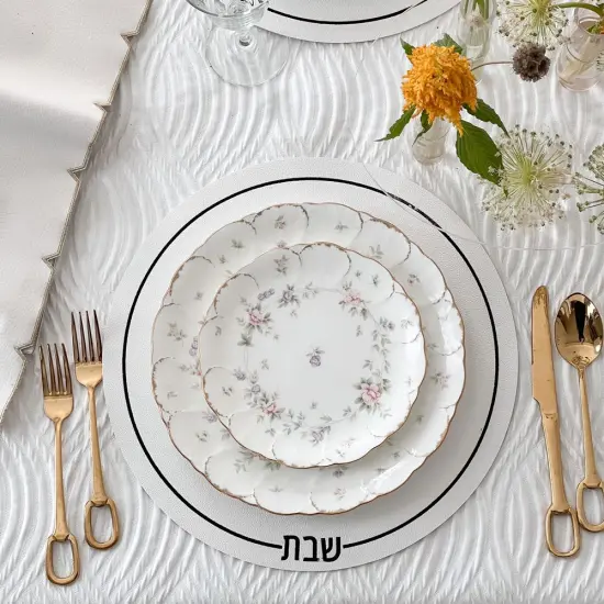 Leatherette Shabbos Placemats Silver {5}